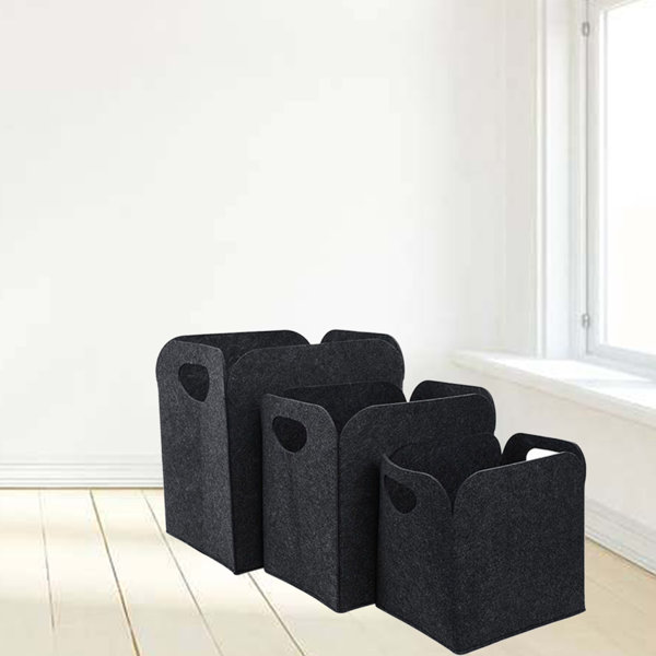 Rebrilliant 3 Piece Portable Felt Laundry Basket Set Wayfair Canada